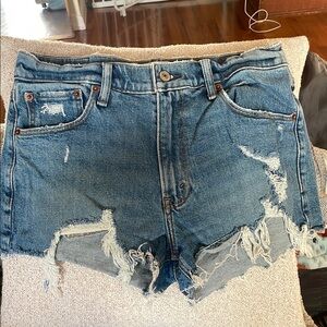 Abercrombie & Fitch Blue Distressed Jean Shorts High-Waisted